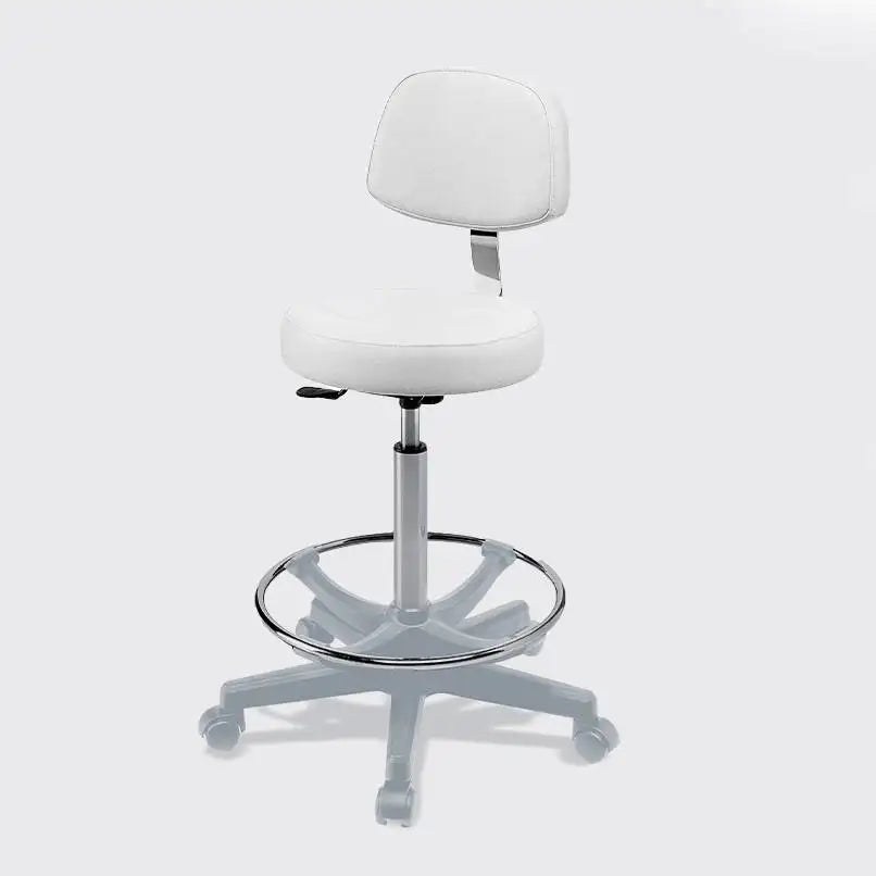 021/S Round Seat High Stool For Makeup With Adjustable Backrest, Gaslift Regulation, Footrest Ring and Plastic Base - Height 22.4"-29.5"