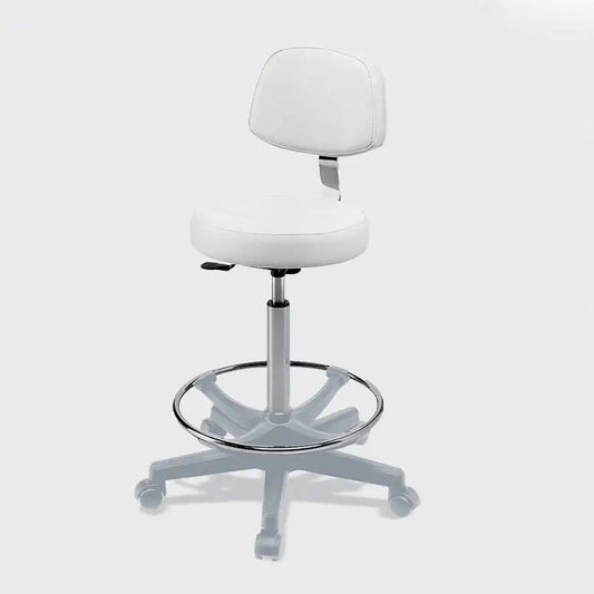 021/S Round Seat High Stool For Makeup With Adjustable Backrest, Gaslift Regulation, Footrest Ring and Plastic Base - Height 22.4"-29.5"