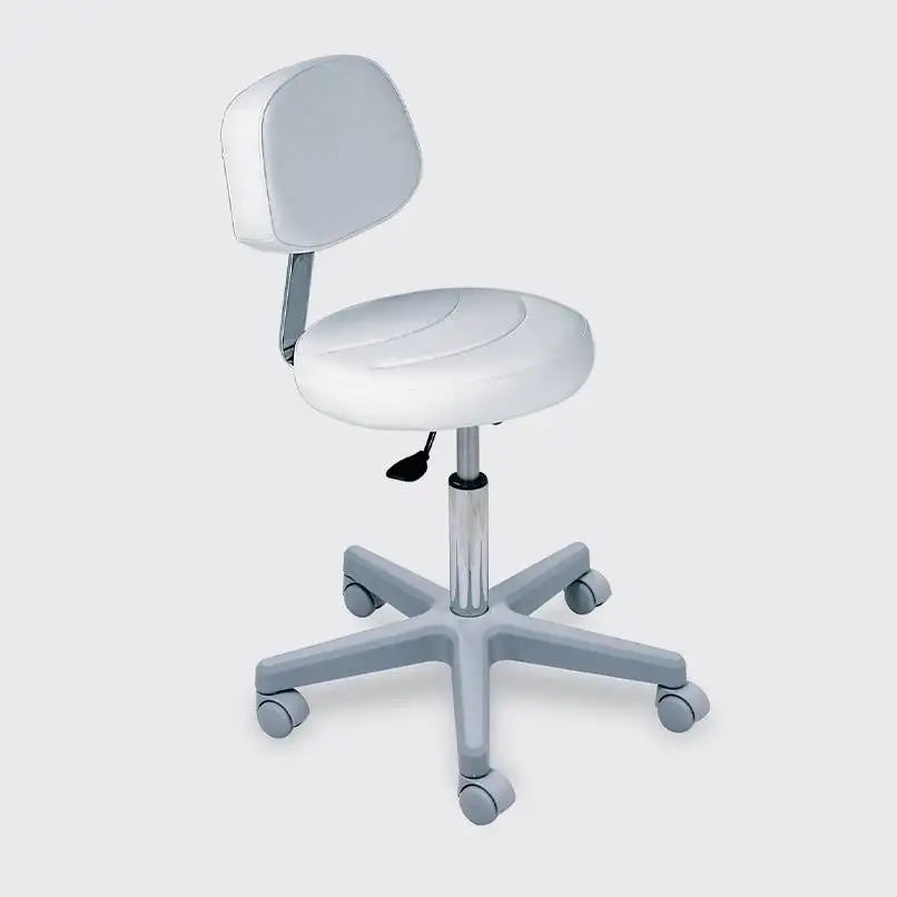030/S Round Seat Stool With Adjustable Backrest, Gaslift Regulation and Plastic Base - Height 18.1"-23.6"