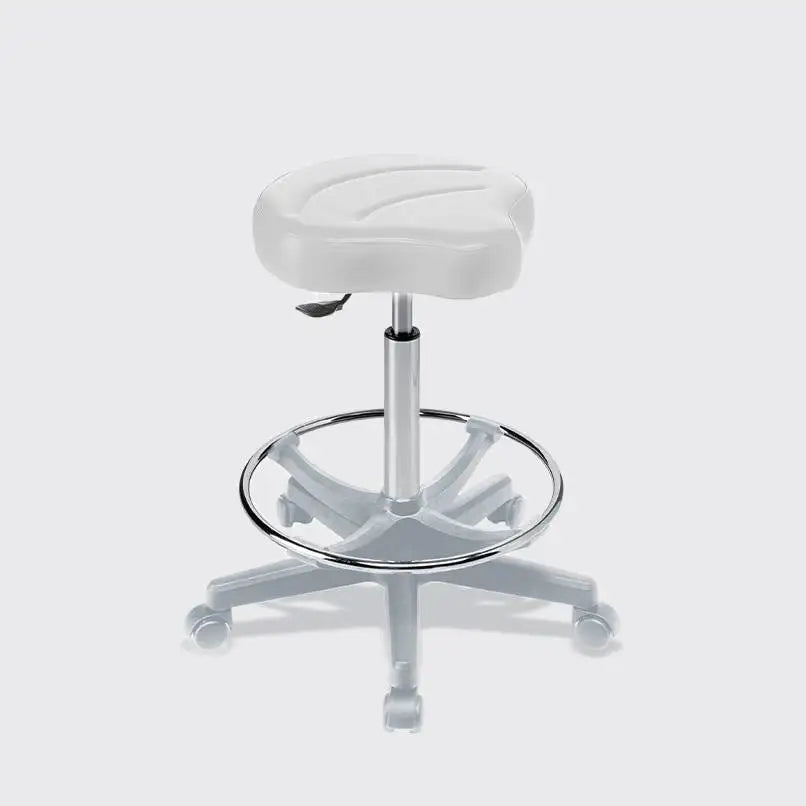 035 Saddle Seat High Stool For Makeup With Gaslift Regulation, Footrest Ring and Plastic Base - Height 22.4"-29.5"