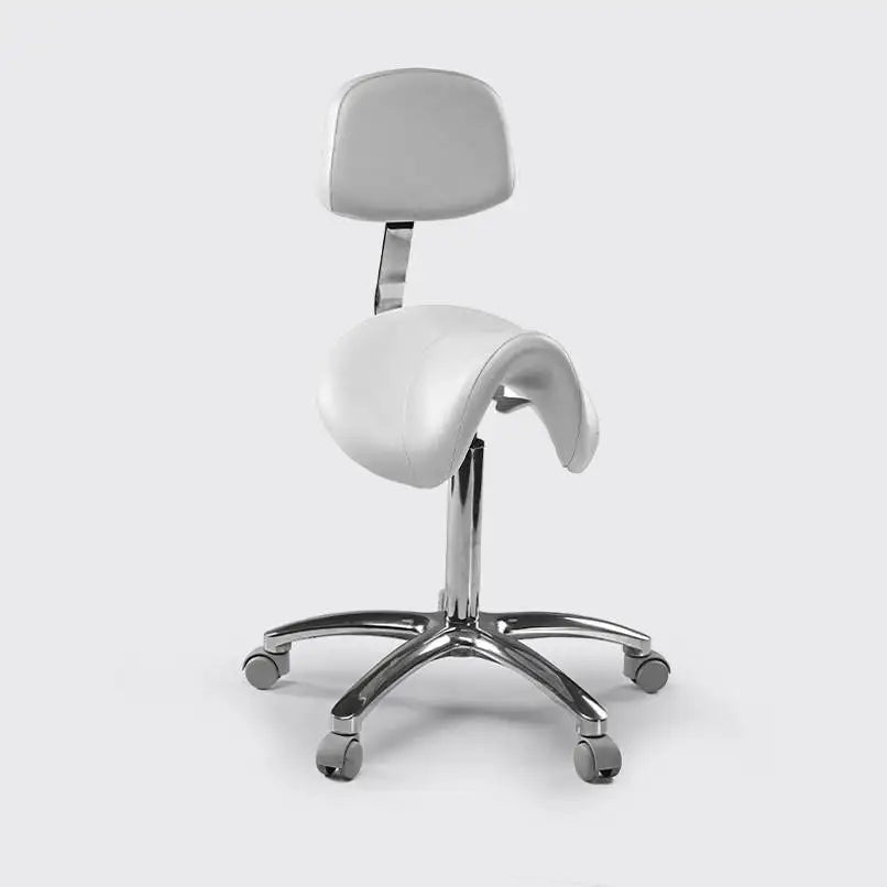 052 Saddle Seat Stool With Adjustable Backrest, Gaslift Regulation and Aluminum Base - Height 22.4"-29.5"