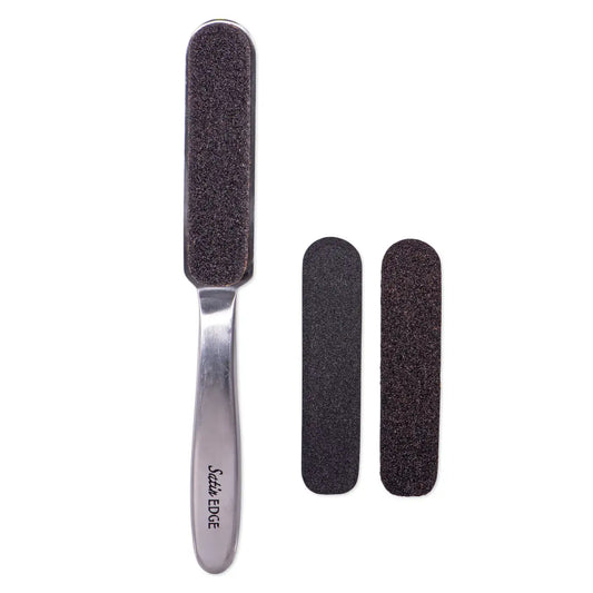 Satin Edge Stainless Steel Foot File with 40 Replacement Pads