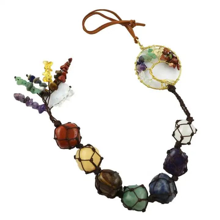 16" 7 Chakra Tree of Life Healing Crystals Door Charm