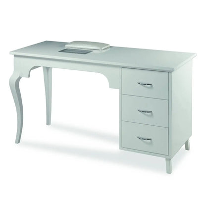 Marylin Wood Manicure Table - Includes: Nail Dust Collector, Hand Rest and 3 Drawers