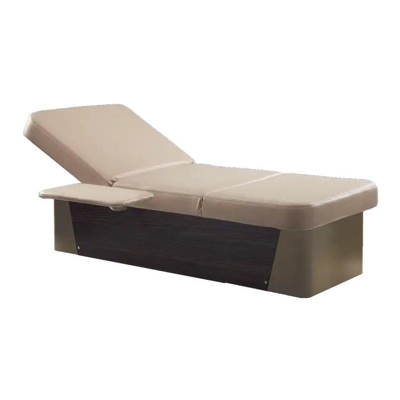LEMI Relax Suite 2 Motor Electrically Adjustable Relaxation Chaise Lounge With Wood and Metal Base, Side Table and Handset Control
