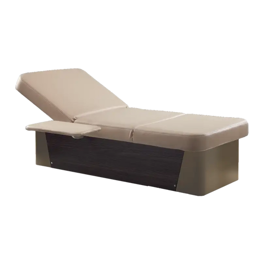 LEMI Relax Suite 2 Motor Electrically Adjustable Relaxation Chaise Lounge With Wood and Metal Base, Side Table and Handset Control