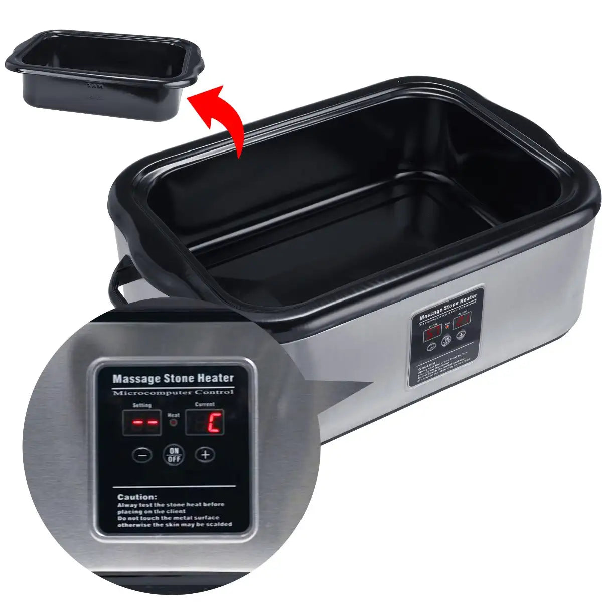 Master Massage LED Digital Display Stainless Hot Stone Heater 18 Quart