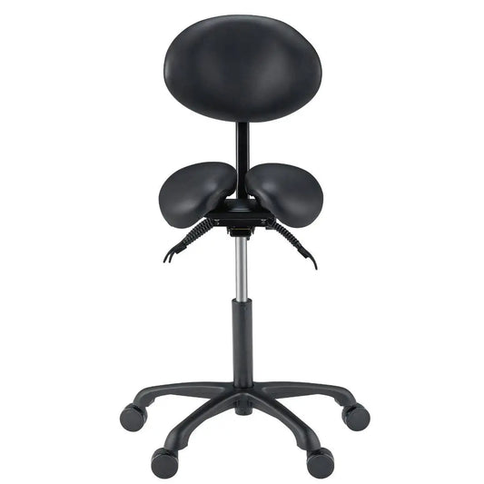 Master Massage Berkeley Saddle Stool with Backrest - Black