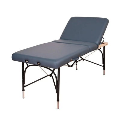 Oakworks Alliance aluminum portable massage table with adjustable backrest tilt