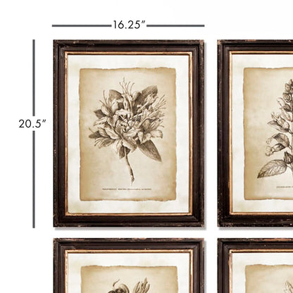 FRAMED VINTAGE FLORAL PRINTS, SET OF 6 - view 2