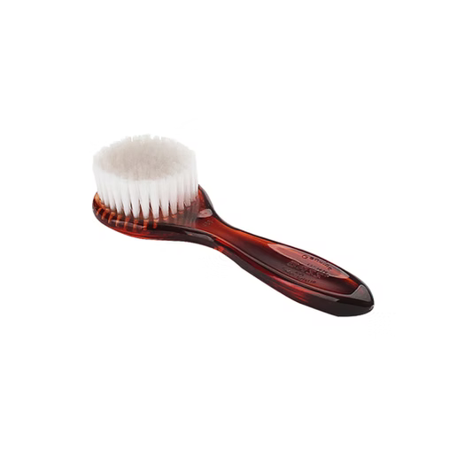 Bass Brushes soft-nylon facial brush with tortoise-shell-finish acetate handle for wet or dry face use.