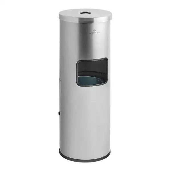 Lancaster Table & Seating 3.7 Gallon Stainless Steel Round Trash Can with Sanitizing Wipe Dispenser