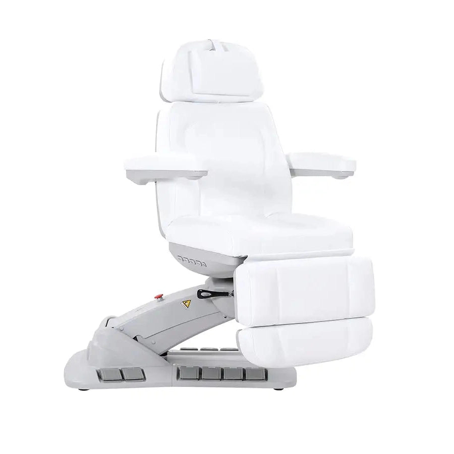 White Silverfox all-electric facial bed exam chair with rotation and memory positions