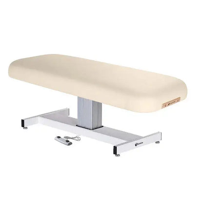 Earthlite Everest Spa flat pedestal massage table for premium spa treatment rooms, single-pedestal lift base