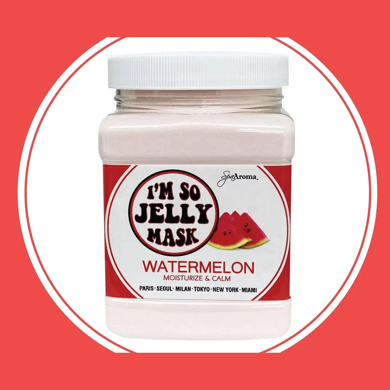 I'm So Jelly Watermelon Hydrojelly Mask in jar with red and white label