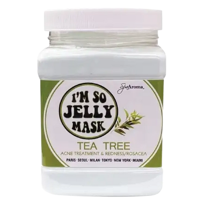 I'm So Jelly Tea Tree Face Mask in clear jar for acne and redness relief