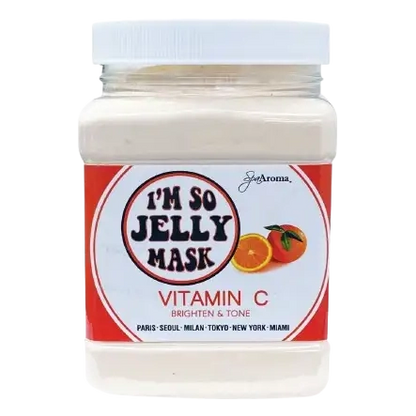 I'm So Jelly Vitamin C brightening hydrojelly face mask in clear jar with orange label