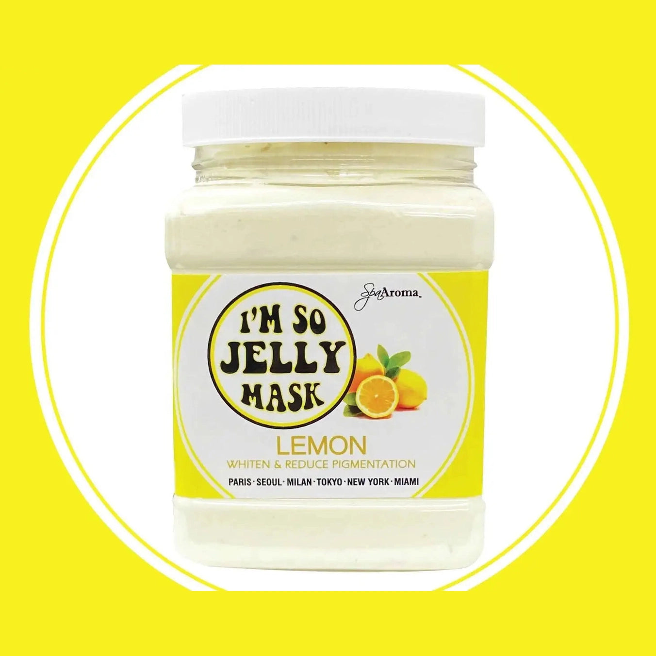 I'm So Jelly Lemon Face Mask jar with bright yellow background and lemon illustration