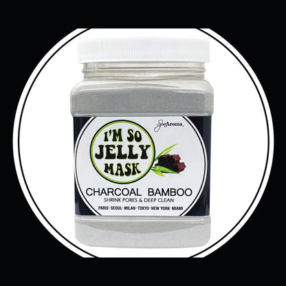 I'm So Jelly Charcoal Bamboo HydroJelly Mask front view on black background shrinking pores