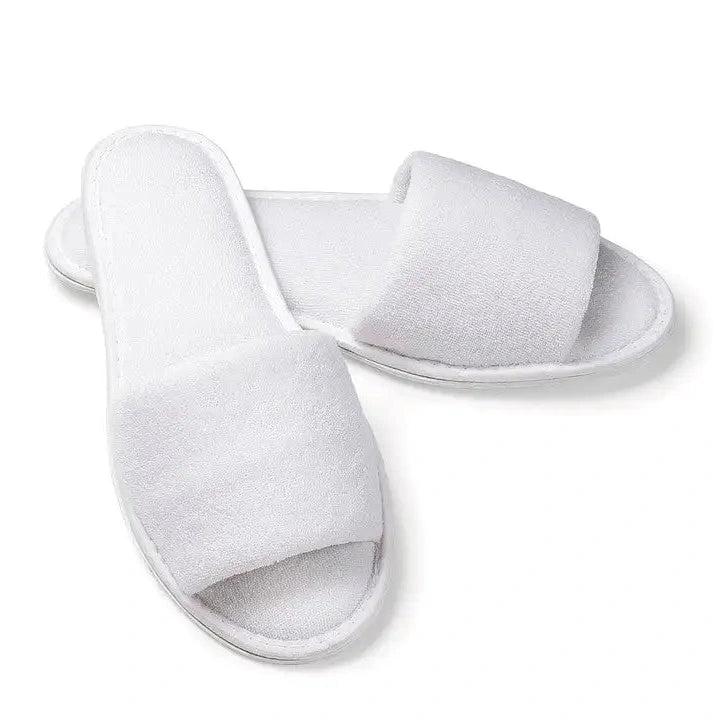 Boca Terry Unisex Open Toe Terry Slipper - OSFA - White