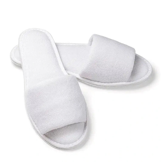 Boca Terry Unisex Open Toe Terry Slipper - OSFA - White