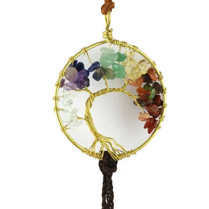 16" 7 Chakra Tree of Life Healing Crystals Door Charm