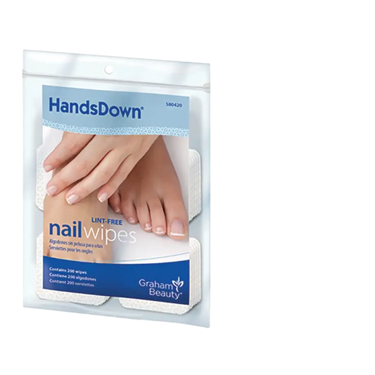 HandsDown lint-free nail wipes, 2 by 2 inch precision wipes, 200-count pack for gel cleanup and station detail