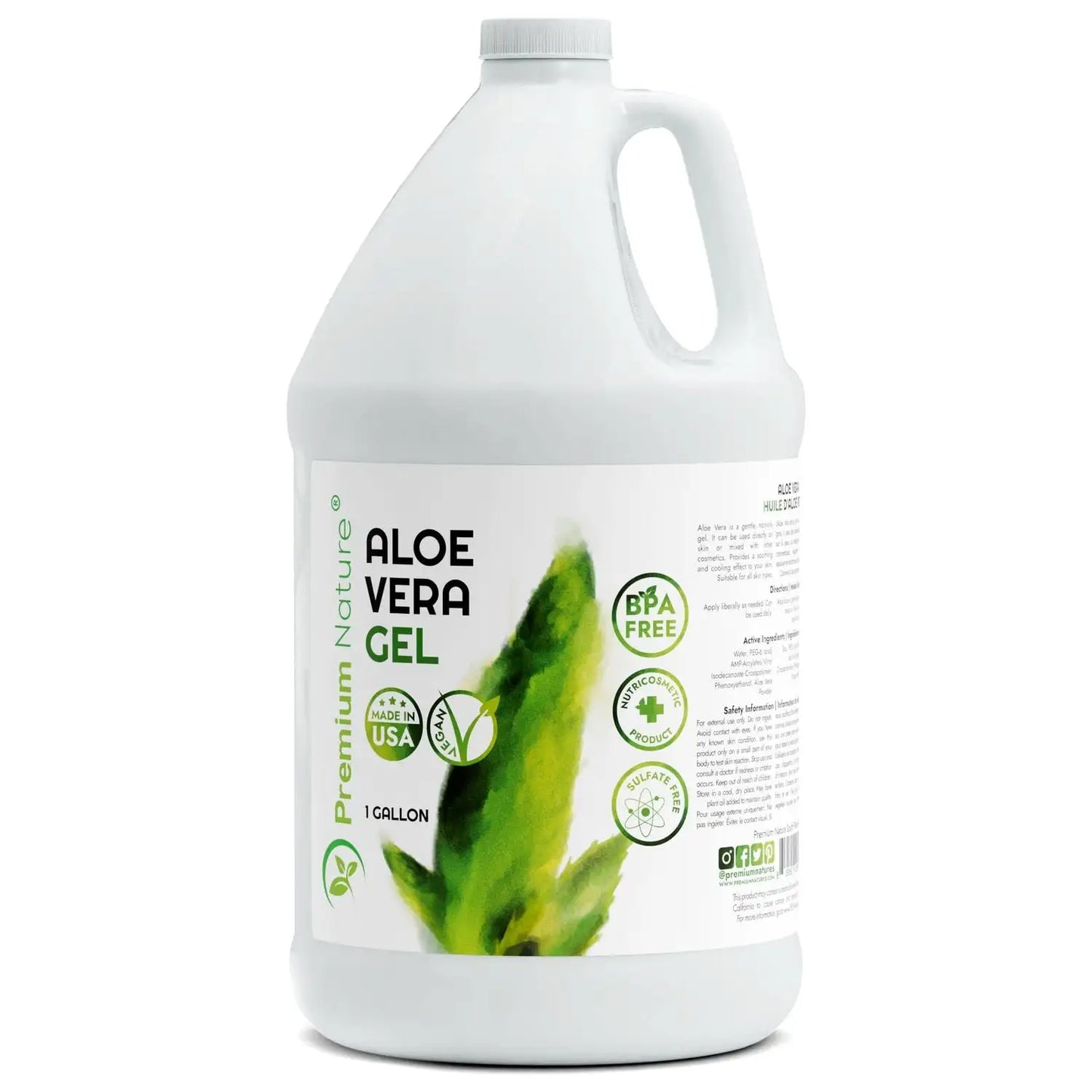 Premium Nature 100% Pure Aloe Vera Gel 1 Gallon (128 oz) bottle