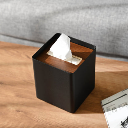 Black Tissue Case on coffee table by Yamazaki Home.