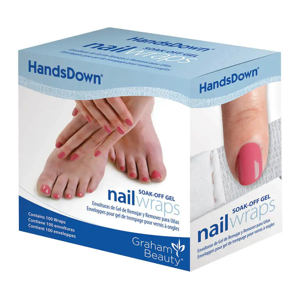 HandsDown soak-off wrap detail, foil with attached cotton acetone pad for nail removal
