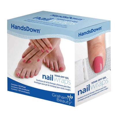 HandsDown soak-off wrap detail, foil with attached cotton acetone pad for nail removal