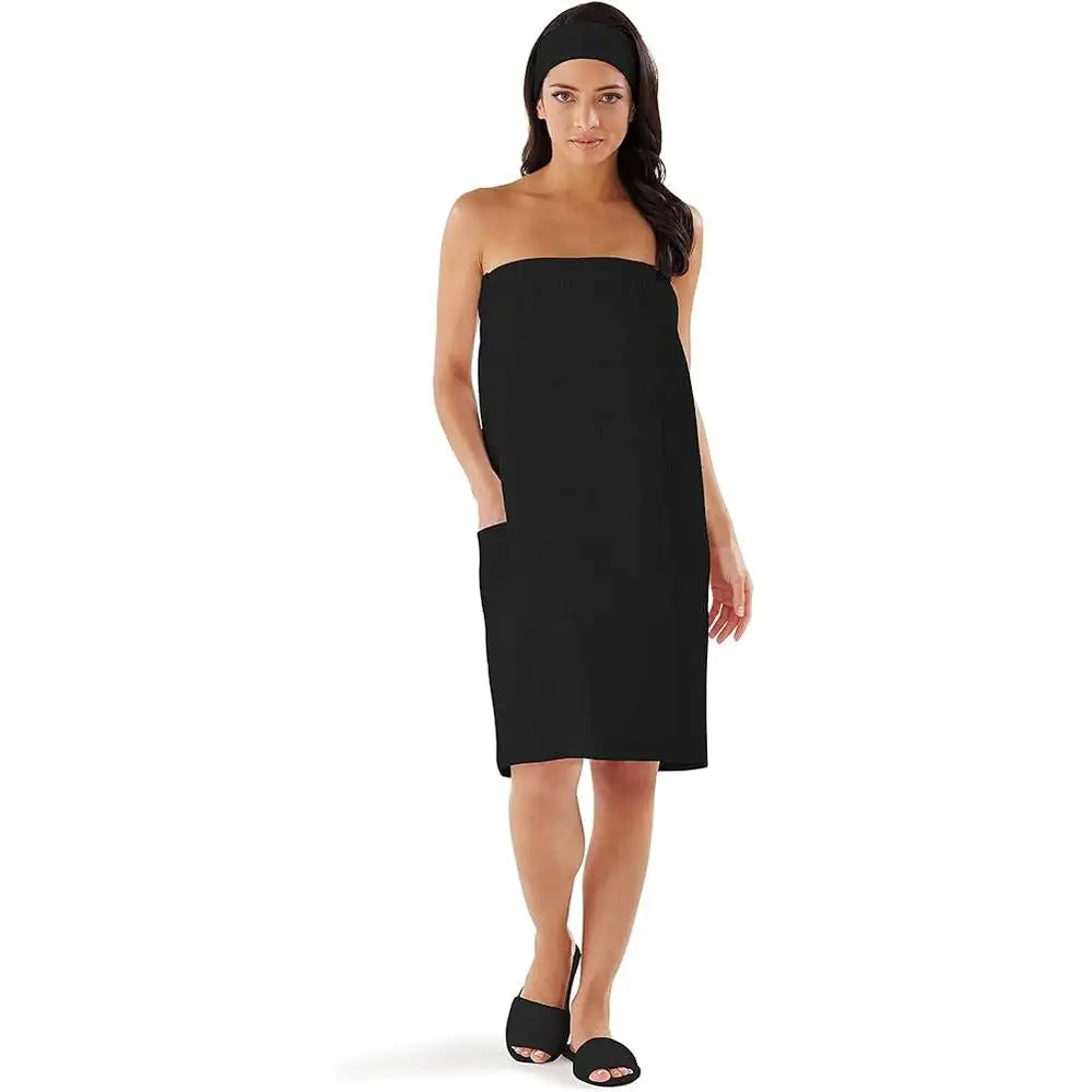 Boca Terry Spa Wrap Women’s Waffle - Black