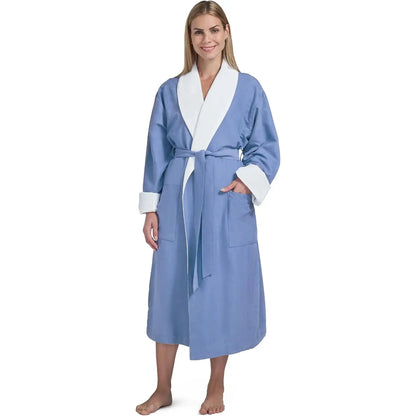Boca Terry Microfiber Shawl Collar Robe with French Terry Lining - Medium - Wedgewood