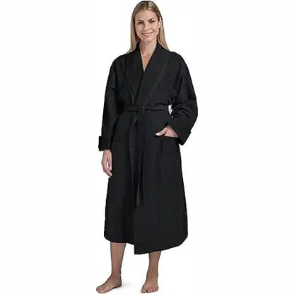 Boca Terry Boca Terry Microfiber Shawl Collar Robe with French Terry Lining - XXL - Black