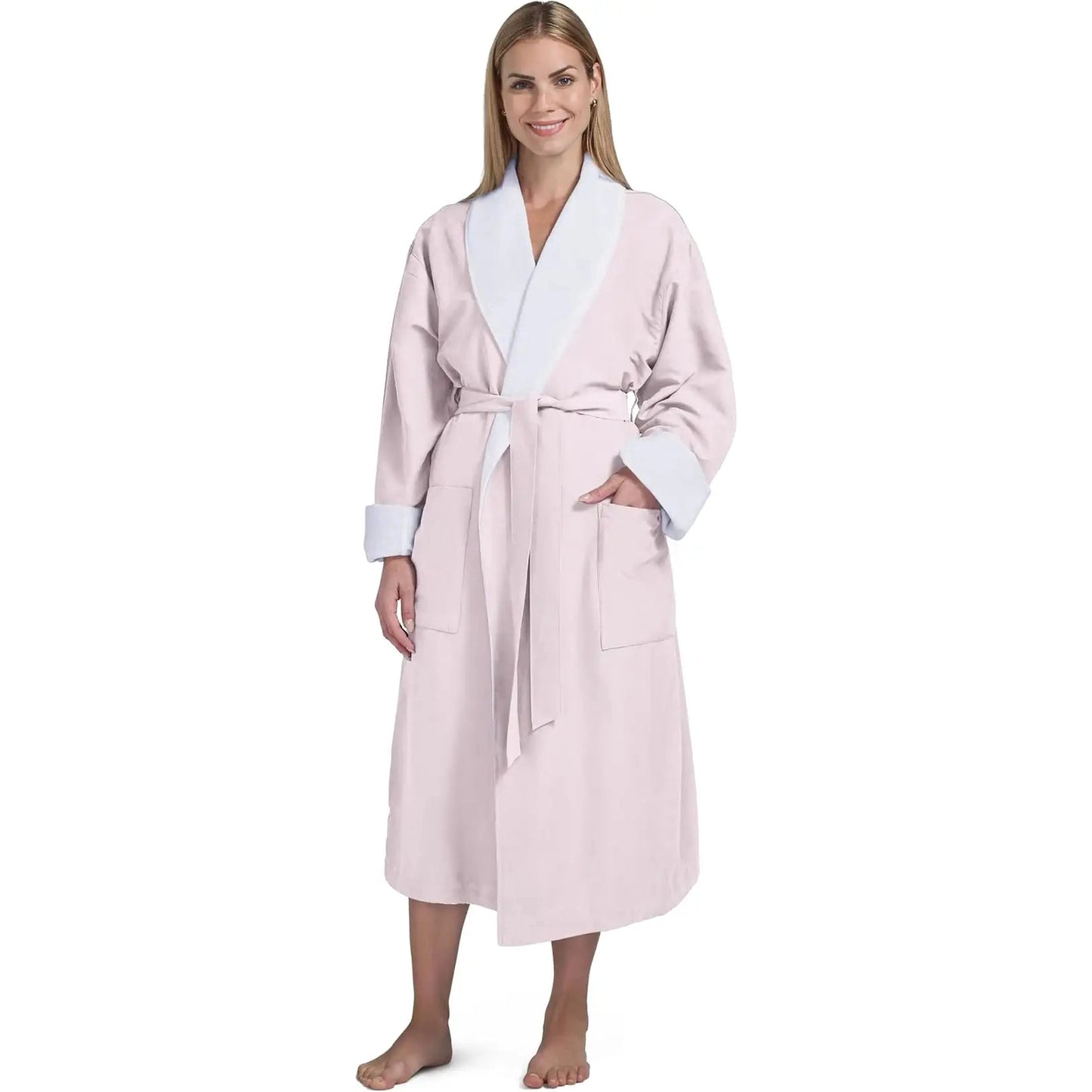Boca Terry Microfiber Shawl Collar Robe with French Terry Lining - XXL - Pink