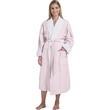 Boca Terry Microfiber Shawl Collar Robe with French Terry Lining - OSFM - Pink