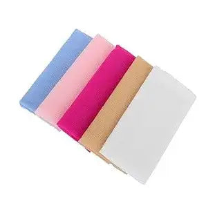 Bass Brushes exfoliating long nylon body cloth in an assorted color, woven shower scrubber for full-back coverage.