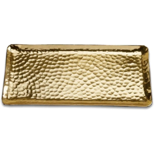 Gold Hammered Lines Tray - Medium