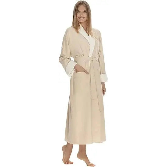 Boca Terry Microfiber Shawl Collar Robe with French Terry Lining - Medium - Eggshell