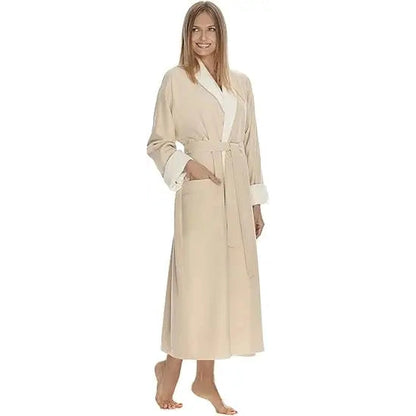 Boca Terry Microfiber Shawl Collar Robe with French Terry Lining - Medium - Eggshell