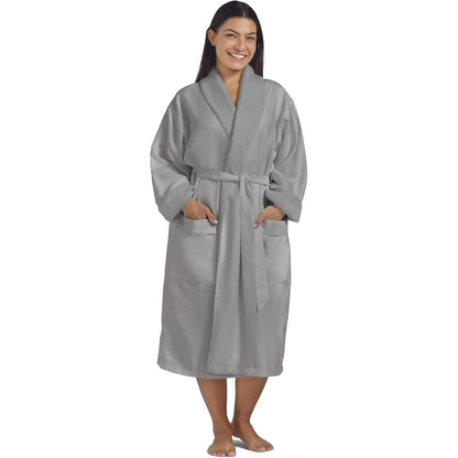 Boca Terry Microfiber Shawl Collar Robe with Plush Lining - Grey - XXL