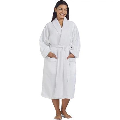 Boca Terry Microfiber Shawl Collar Robe with French Terry Lining - OSFM - White