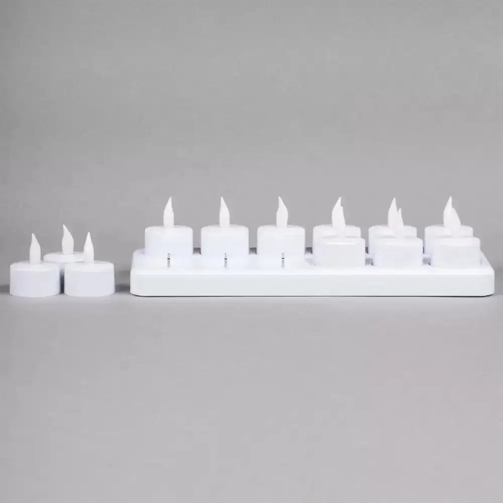 12-Piece Set Flameless Rechargeable Tea Light Candles with Frosted Plastic Cup