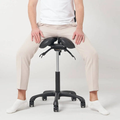 Master Massage Berkeley Saddle Stool with Backrest - Black