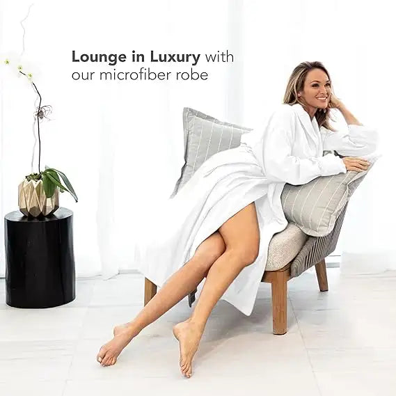 Boca Terry Microfiber Shawl Collar Robe with Plush Lining - White - OSFM