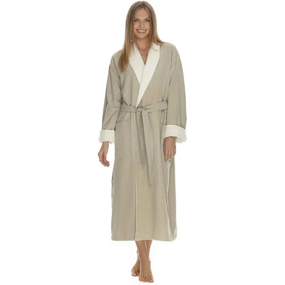Boca Terry Microfiber Shawl Collar Robe with French Terry Lining - Small - Sage