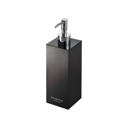Black Shampoo Square Shower Dispenser - Three Styles on a white background.