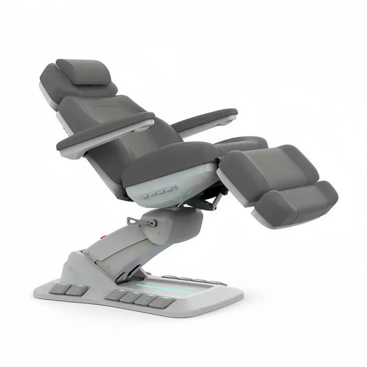 Silverfox 2246EBN all-electric medi spa facial bed exam chair with rotation in dark grey upholstery