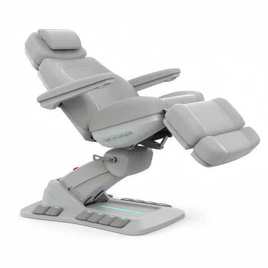 Silverfox 2246EBN all-electric medi spa facial bed exam chair with rotation in light grey upholstery