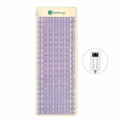 Single panel HealthyLine TAJ PEMF therapy mat with beige border and digital remote